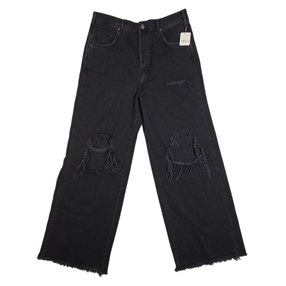 We The Free Ollie Extreme Wide Leg Distressed Denim Washed Black Size 31 NWT - Picture 2 of 15